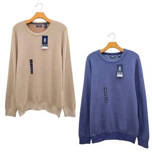 IZOD Premium Essentials Crewneck Basic Knit Stretch Sweater Bundle Mens Sz L NEW